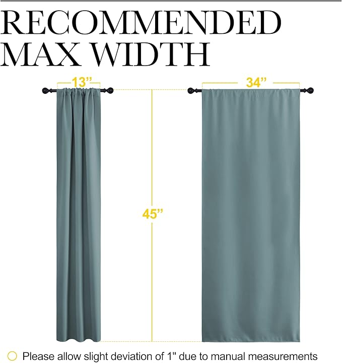 NICETOWN Greyish Blue Blackout Curtains Panels for Window, Thermal Insulated Rod Pocket Blackout Drapes/Draperies for Living Room (2 Panels, W34 x L45 inches)