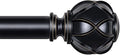 KAMANINA Black Curtain Rod 32 to 58 Inch(2.6-4.8Ft), Adjustable Heavy Duty Curtain Rods for Windows 28 to 48 Inch, 7/8 Inch Drapery Rods with Decorative Netted Texture End