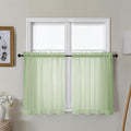 Gwine Light Green Sheer Curtains 30 Inch Length, Short Light Filtering Voile Small Cafe Kitchen Curtains with Rod Pocket, Short Curtain for Bathroom Window, 42x30 Inch, 2PCS