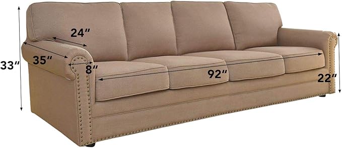 Easy-Going Stretch 4 Seater Sofa Slipcover 1-Piece Sofa Cover Furniture Protector Couch Soft with Elastic Bottom for Kids, Polyester Spandex Jacquard Fabric Small Checks Tan
