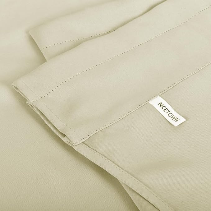 NICETOWN Blackout Valance Curtains, Farmhouse Short Kitchen Curtain Valances Rod Pocket Window Curtains Topper Tiers for Bedroom/Living Room/Basement(2 Panels, 52x18 Inches, Light Beige)