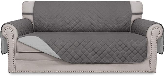 Easy-Going Sofa Slipcover Reversible Loveseat Sofa Cover Couch Cover for 2 Cushion Couch Furniture Protector with Elastic Straps for Pets Kids Dog Cat (Oversized Loveseat, Gray/Light Gray)