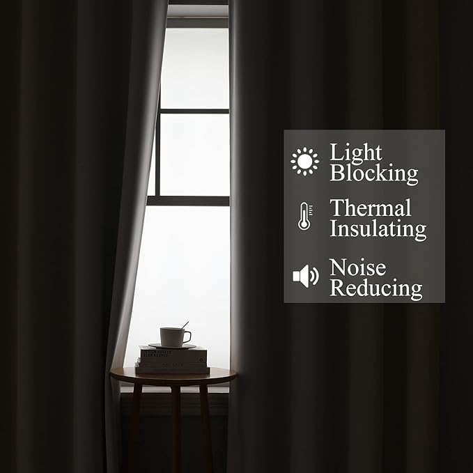 Estelar Textiler Ombre Greyish White and Beige Blackout Curtains & Drapes 96 Inch Length 2 Panels, Gradient Thermal Insulated Full Light Blocking Grommet Blackout Drapes for Bedroom, 52Wx96L