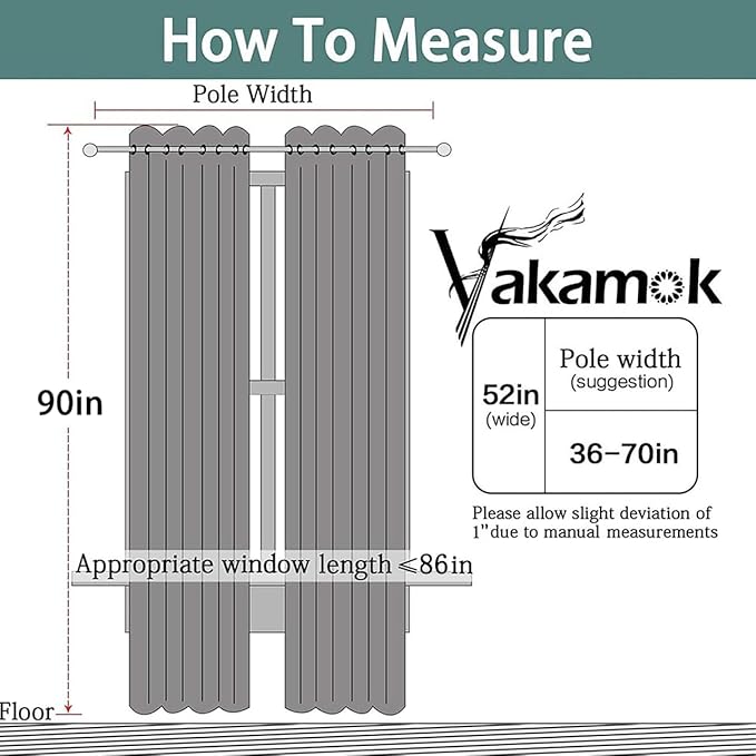 Yakamok Blackout Curtains Room Darkening Thermal Insulated Window Panels,Solid Grommet Top Drapes for Bedroom/Living Room(52Wx90L, Beige, 2 Panels)