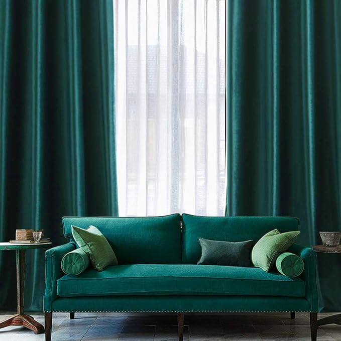 MIULEE Christmas Dark Green Velvet Curtains Room Darkening Blackout Solid Emerald Curtain Thermal Insulated Soundproof Curtains/Drapes/Panels for Living Room Bedroom 52 x 72 Inch 2 Panels