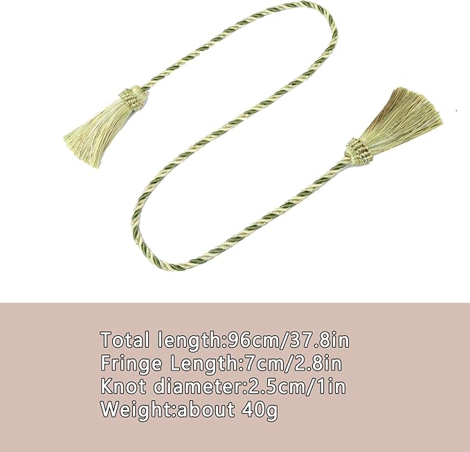 Fenghuangwu Curtain Tiebacks Handmade Decorative Curtain Holdbacks Rope with Tassel (Mix Green, 2P)