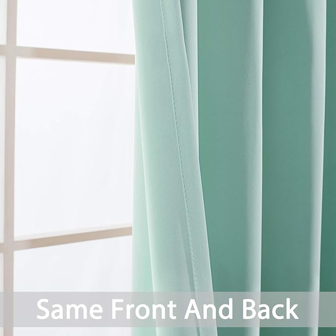 Yakamok Aqua Curtains 96 Inch Length Blackout Room Darkening Drapes Thermal Insulated Grommet Window Treatment Drapes Curtain for Bedroom Living Room,Aqua Blue,W52xL96 inch,Set of 2