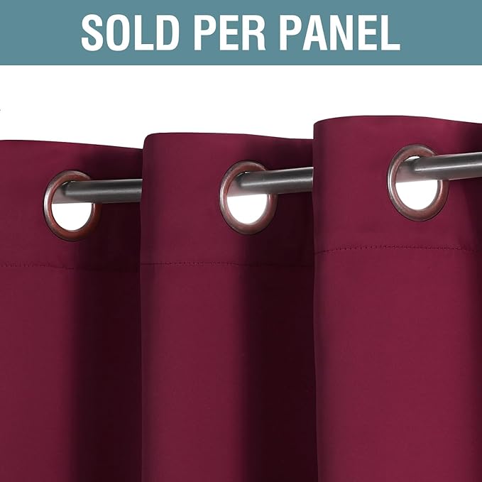 H.VERSAILTEX Light Blocking Blackout Curtains Window Treatment Thermal Insulated Grommet Energy Saving Curtains/Drapes for Bedroom/Living Room (52 x 120 Inch, Burgundy Red)