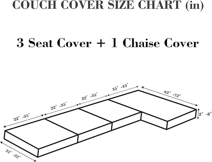 Sofa Covers Couch Covers for Sofa Pet Friendly Couch Cushion Covers Universal Sofa Covers Washable Stretch Slipcovers for Sectional Sofa (Texture Blue, 3 Seats + Chaise Cover)