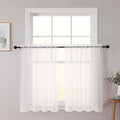 Cafe Curtains 36 Inch Length Tier 2 Pieces, Modern Soft Airy Sheer Kitchen Short Curtains for Small Window, Rod Pocket Small Curtain for Bathroom Basement, Ivory, Each, 42" Wx36 L Inches