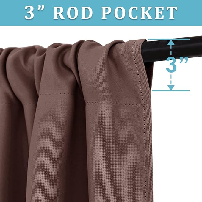 RYB HOME Blackout Cafe Curtains 30 inch Length, Short Light UV Heat Blocking Energy Saving Privacy Curtain Tiers for Basement Bathroom Kitchen Window, Width 29 by Length 30, Chocolate Brown, 2 Panels