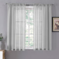 Tollpiz Sheer Curtains Linen Textured Bedroom Curtain Sheers Light Filtering Rod Pocket Voile Curtains for Living Room, 54 x 63 inches Long, Silver Grey, Set of 2 Panels