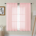 Gwine Blush Pink Sheer Curtains 63 Inch Length for Living Room 2 Panels, Light Filtering Rod Pocket Window Curtain Treatment for Bedroom, Voile Elegant Sheer Drapes，Each 42" Wx63 L, Blush Pink