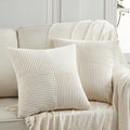 Fancy Homi 2 Packs Cream Samll Decorative Throw Pillow Covers 14x14 Inch with for Couch Bed Sofa, Rustic Farmhouse Boho Home Decor, Soft Corss Patchwork Corduroy Square Cushion Case 35x35 cm
