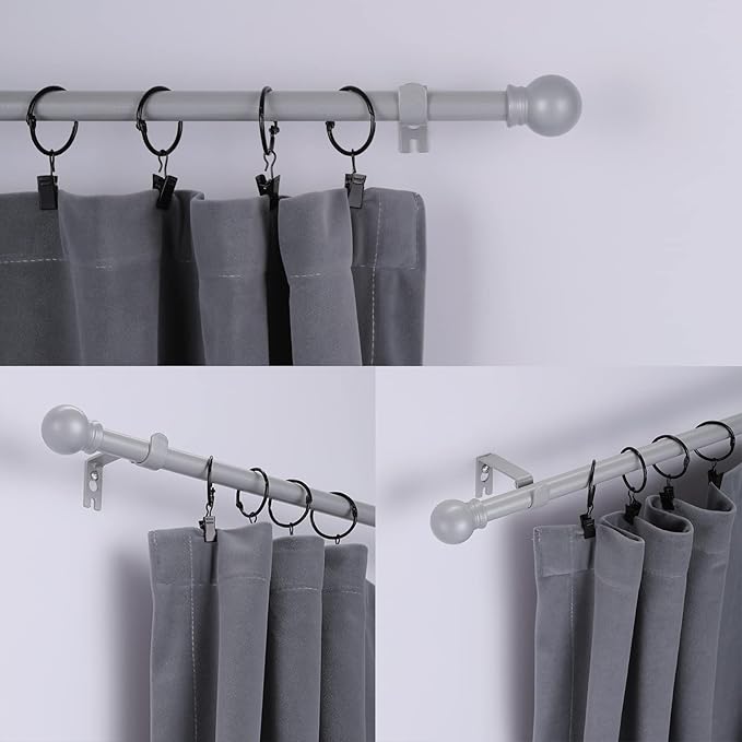 Thestoa Curtain Rods for Windows 30-46 inch, 5/8" Brushed Nickel Curtain Rod, Stainless Steel Small Curtain Rods for Bedroom, Living Room, Farmhouse, Outdoor Curtain Rod Silver