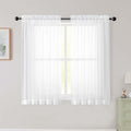 White Sheer Curtains for Bedroom Living Room 45 Inch Length 2 Panels, Soft Airy Light Filtering Small Kitchen Window Curtains, Rod Pocket Short Curtain Drapes, White, 42" Wx45 L Inches
