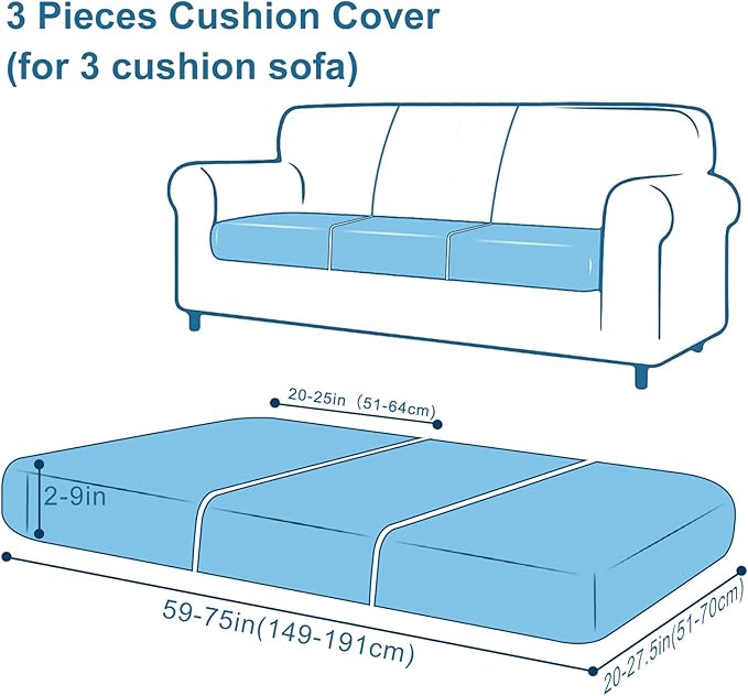 Smiry Printed Couch Cushion Covers, Stretch Soft Couch Covers for Sofa, Washable Non-Slip Sofa Slipcover Furniture Protector for Indoor and Outdoor (3 Pack, Taupe)