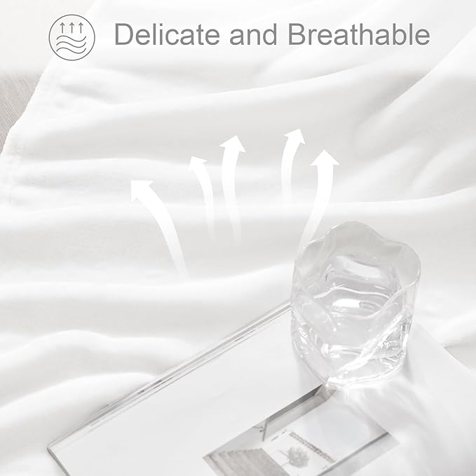 Exclusivo Mezcla Fleece Pure White Throw Blanket for Couch, Sofa, Super Soft and Warm Blankets, All Season, Cozy, Plush, Lightweight, 50x60 Inches