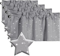 H.VERSAILTEX Blackout Curtain Valances for Kitchen Window/Living Room/Bathroom Privacy Added Rod Pocket Home Decoration Winow Valance, 52" W x 18" L, Glitter Stars in Gray Base (Pack of 4)