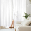 HOMEIDEAS Non-See-Through White Privacy Sheer Curtains, 52 X 72 Inches Long 2 Panels Sheer Curtains Light Filtering Window Drapes for Bedroom Living Room