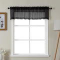 Gwine Black Valances for Windows, Small Light Filtering Rod Pocket Cafe Valance Curtains, Soft Sheer Curtain for Bathroom Laundry Basement, 42Wx14L inch, 2 Pieces