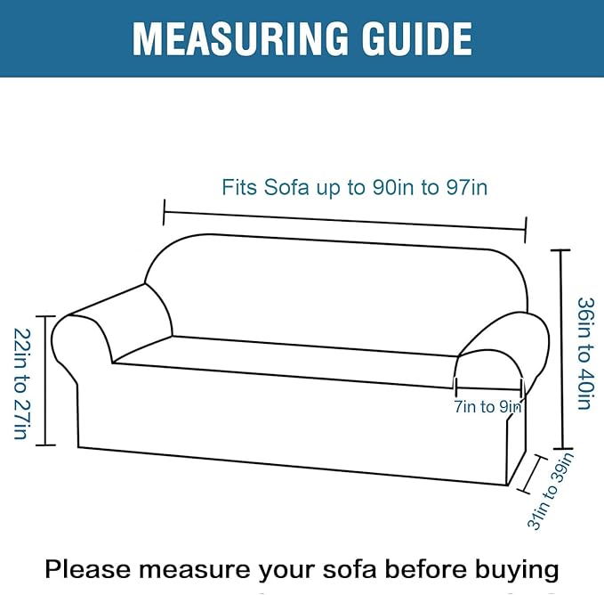 H.VERSAILTEX Stretch Velvet Sofa Covers for 3 Cushion Couch Covers Furniture Protector Soft with Non Slip Elastic Bottom, Crafted from Thick Comfy Rich Velour (Large Sofa 90"-97", Coco Mocha)
