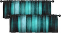Emvency 2 Pack Valances Window Treatments, Teal Striped Abstract Glass Texture Blackout Drapes Adjustable Curtain for Windows Living Room Kitchen Over Sink, 52x18 Inch Rod Pocket Valances