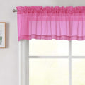 Hot Pink Valances for Windows, Hot Pink Sheer Curtains 14 Inch Length 2 Pack Kitchen Drapes, Modern Solid Mini Small Window Curtains for Cafe Bathroom Basement, 42" Wx14 L Inches