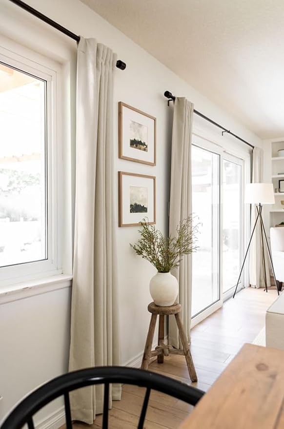 100% Blackout Shield Linen Blackout Curtains for Bedroom 96 Inches Long, Back Tab/Rod Pocket Living Room Drapes, Thermal Insulated Blackout Curtains 2 Panels Set, 50" W x 96" L, Oatmeal