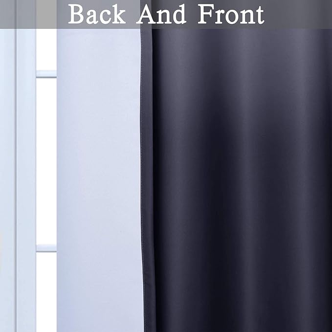 SimpleHome Ombre Curtains 52 x 63 Inch for Bedroom 2 Panels, Gradient Grey White to Black Light Blocking Thermal Insulated Grommet Room Darkening Window Curtain/Drapes for Living Room