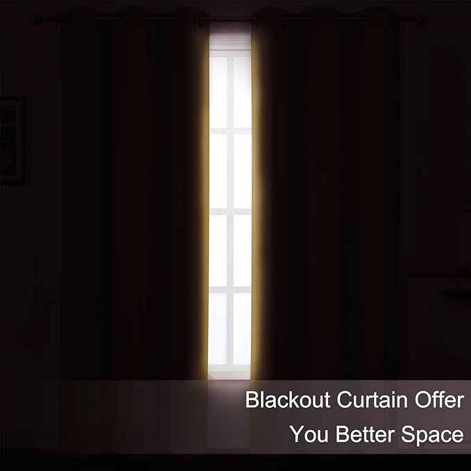 LEMOMO Blackout Curtains 52 x 90 inches Long Mustard Yellow Curtains Set of 2 Panels Thermal Insulated Room Darkening Curtains for Bedroom