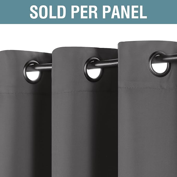 H.VERSAILTEX Microfiber Blackout Grey Curtains for Patio Door Thermal Insulated Living Room Curtains, Room Darkening Noise Reducing Blackout Curtain for Bedroom, Charcoal Gray (1 Panel), 52'W x 96'L