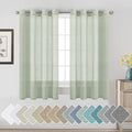 H.VERSAILTEX Linen Curtains Natural Linen Blended Curtain Panels for Living Room/Light Reducing Linen Semi Sheer Curtains 63 inch Length 2 Panels Set Nickel Grommet Window Panels, Sage