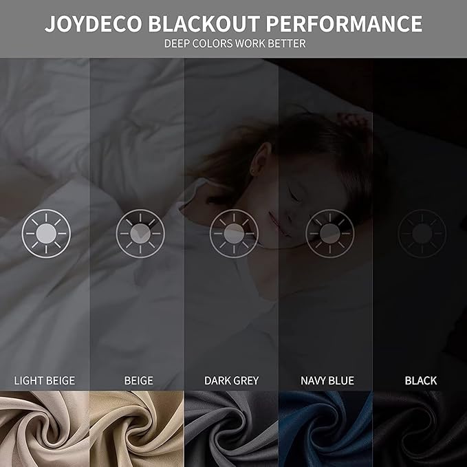 Joydeco Beige Custom Solid Single Blackout Curtain for Bedroom and Living Room, Grommet Thermal Insulated Room Darkening Curtain 1 Panel (Custom Size,Beige)