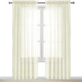DWCN Ivory Sheer Curtains Semi Transparent Voile Rod Pocket Curtains for Bedroom and Living Room, 70 x 96 inches Long, Set of 2 Panels