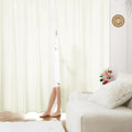 HOMEIDEAS Non-See-Through Ivory Privacy Sheer Curtains, 52 X 96 Inches Long 2 Panels Sheer Curtains Light Filtering Window Drapes for Bedroom Living Room