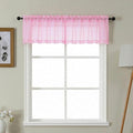 Gwine Small Valances for Windows - Light Filtering Short Window Curtain Valance, Soft Topper Treatment Sheer Curtain for Bathroom Laundry Basement, Each 42Wx14L inch, 2 Panels, Pink