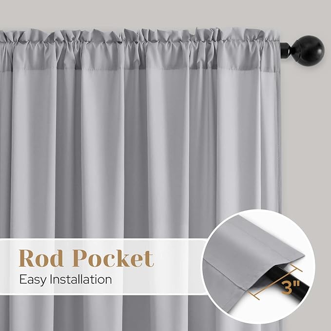 HOMEIDEAS Non-See-Through Light Grey Privacy Sheer Curtains, 52 X 72 Inches Long 2 Panels Sheer Curtains Light Filtering Window Drapes for Bedroom Living Room