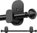 KAMANINA Curtain Rods No Drilling for Windows 16 to 30 Inches, 5/8 Inch Adjustable Small Curtain Rod with 3M Adhesive Brackets without Drilling, Black