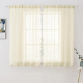MIULEE Short Sheer Curtains 45 Inches Long, Light Cream Light Filtering Voile Drapes with Rod Pocket for Bathroom Windows, Small Window Treatments, 2 Panels Set