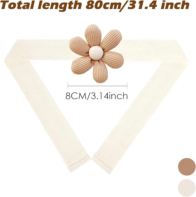 SRG 4PCS Curtain Tiebacks | Boho Flower Curtain Holdbacks | Simple Elegant Sunflower Curtain Holders | Boho Bedroom Decor（2Pcs Cream&2Pcs Khaki）