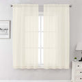Lecloud Cream Sheer Curtains 68 Inch Length 2 Pcs, Light Filtering Bedroom Curtains for Living Room, Farmhouse Window Voile Soft Rod Pockets Drapes for Bathroom Home Office, Each Panel 42" W x 68" L