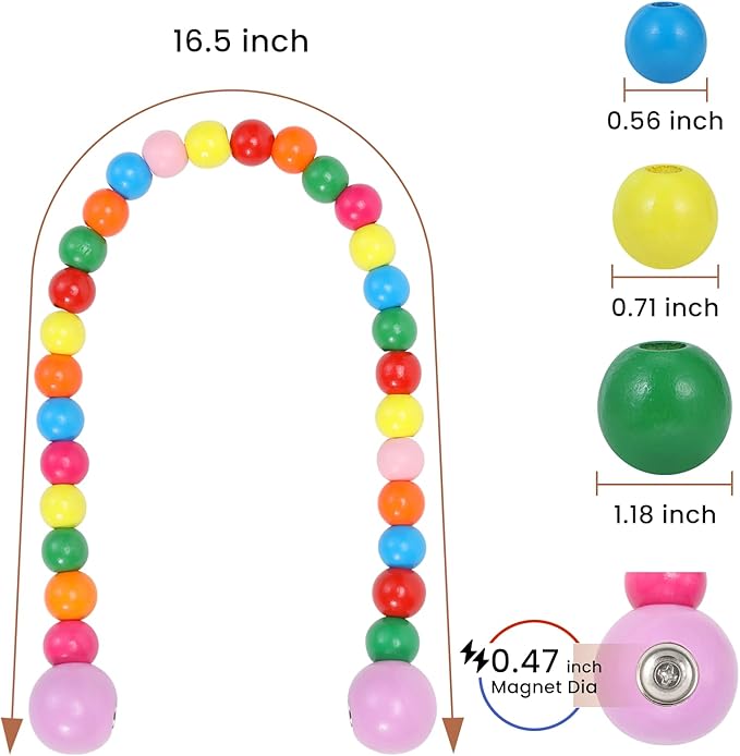 KLOGTSIND Magnetic Curtain Tiebacks, Curtain Tie Backs for Curtains 4 Pack, Wood Bead Curtain Tiebacks, Curtain Holders for Boho Bedroom Decor, Baby Nursery Decor, Farmhouse Décor