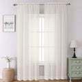 Lecloud Ivory Sheer Curtains 90 Inches Long 2 Panels, Elegant Light Filtering Voile Breathable Curtains, Solid Window Treatments with Dual Rod Pocket for Dining Room Bedroom, Each 42" W x 90" L