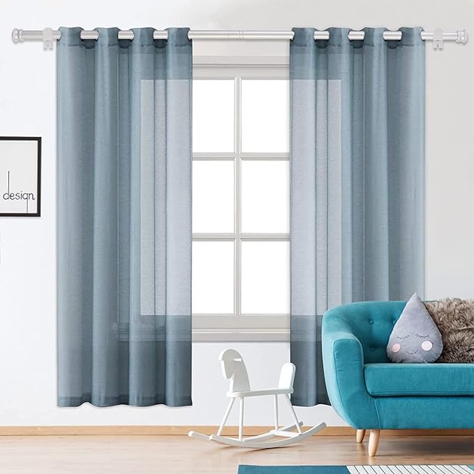 Curtain Rods 2 Pack Curtain Rods for Windows 30 to 45 Inch,5/8 curtain rod with Brackets for Bedroom Living room Kitchen,Silver