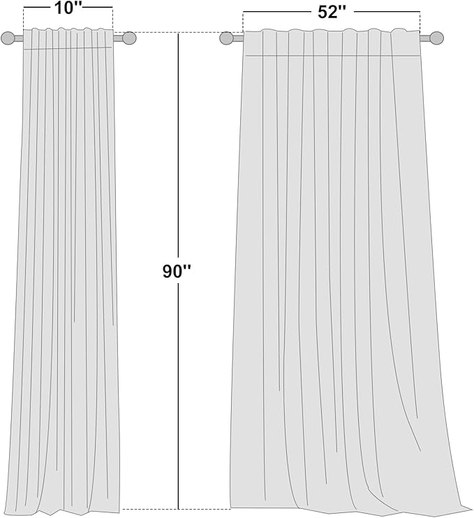 NICETOWN Linen Cream Curtains 90 inches Long, Rod Pocket & Back Tab Flax Linen Burlap Semi Sheer with Light Filtering Privacy Window Treatments for Bedroom/Living Room, W52 x L90, 2 Pieces
