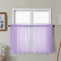 Gwine Lilac Sheer Curtains 30 Inch Length, Short Light Filtering Voile Small Cafe Kitchen Curtains with Rod Pocket, Short Curtain for Bathroom Window, 42x30 Inch, 2PCS