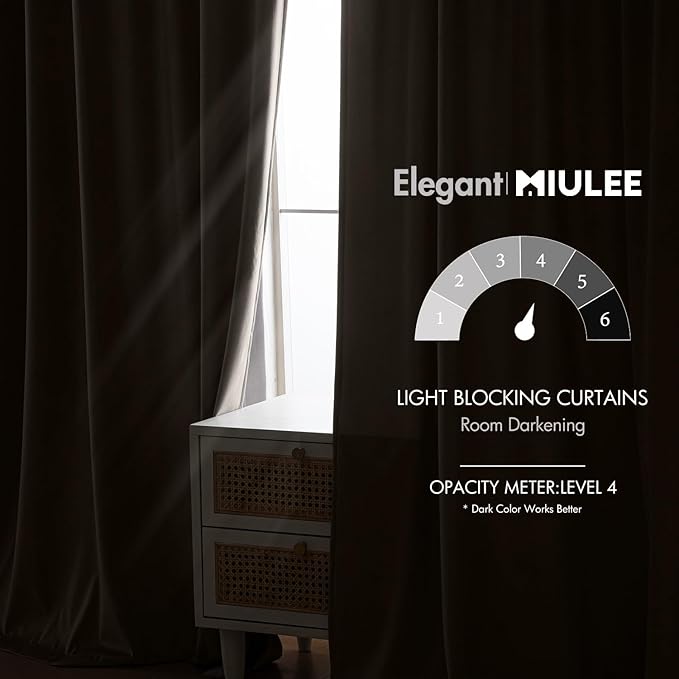 MIULEE Taupe Velvet Curtains 108 inches - Luxury Blackout Curtains for Bedroom Living Room Thermal Insulated Super Soft Window Drapes Rod Pocket & Back Tab, W52 x L108 inches, 2 Panels