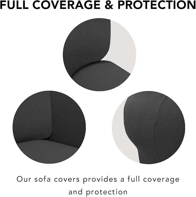 PureFit Super Stretch Sofa Slipcover – Spandex Non Slip Soft Couch Sofa Cover, Washable Furniture Protector with Non Skid Foam and Elastic Bottom for Kids, Pets （Sofa, Dark Gray）