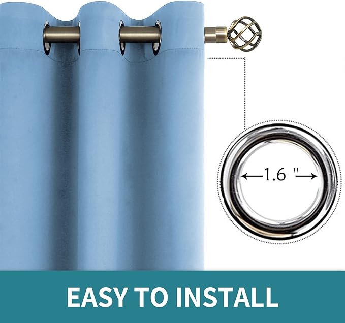 BGment Room Darkening Curtains 63 Inches Long - Grommet Thermal Insulated Drapes Window Treatment Curtains for Bedroom, 2 Panels, 42 x 63 Inch, Sky Blue